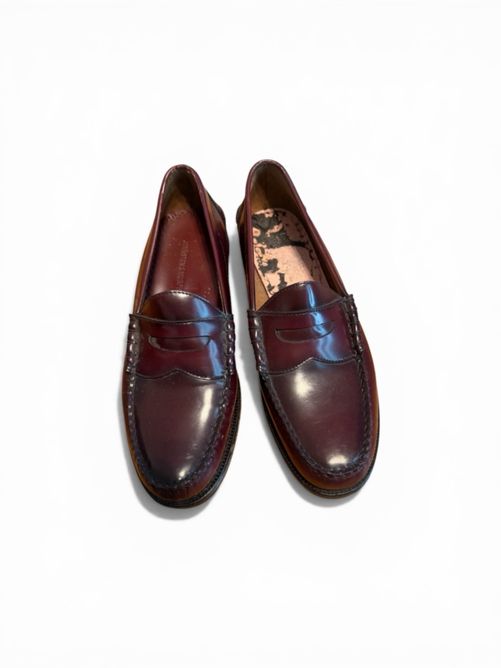 Johnston & Murphy Burgundy Leather Penny Loafers